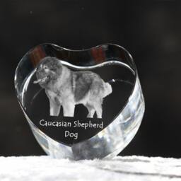 Caucasian Shepherd Dog, Crystal Heart With Dog, Souvenir, Decoration, Limited Edition, Collection - thumbnail 2