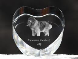 Caucasian Shepherd Dog, Crystal Heart With Dog, Souvenir, Decoration, Limited Edition, Collection - thumbnail 1