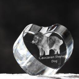 Caucasian Shepherd Dog, Crystal Heart With Dog, Souvenir, Decoration, Limited Edition, Collection - thumbnail 3