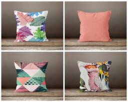 Flower Cushion Cover-Tropical Bird Pillow Case-Garden Party Geometric Cover-Summer Cushion Case-Gift For Her-Handmade Material - thumbnail 1