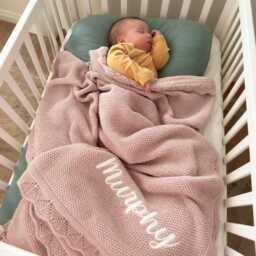 Personalized Embroidered Baby Blanket, Knitted Name Blanket, Soft Cotton Blanket For Newborns, Shower Gift, 2025 Christmas Gifts - thumbnail 3