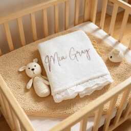 Personalized Embroidered Baby Blanket, Knitted Name Blanket, Soft Cotton Blanket For Newborns, Shower Gift, 2025 Christmas Gifts