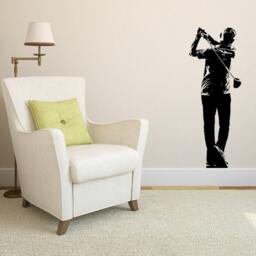 Golfer Swinging Decal, Golf Player Wall Decal, Golf Silhouette Vinyl Sticker, Golfer Mural Decor, Gift - thumbnail 2