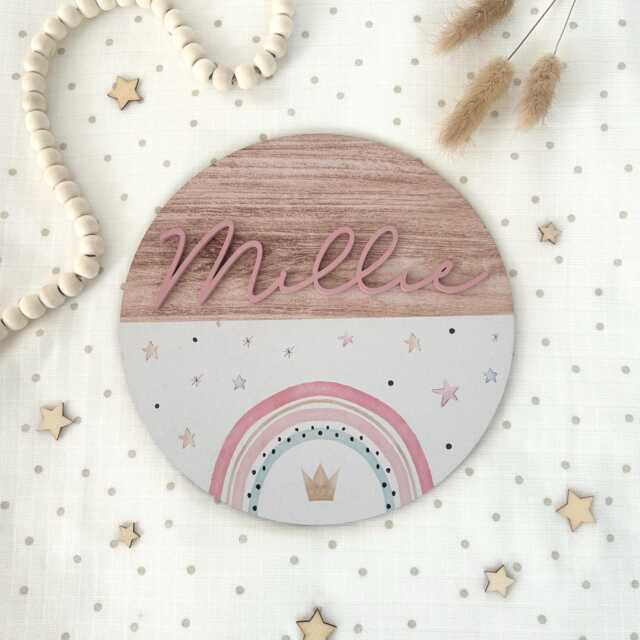 Personalised Rainbow Name Sign, Kids Bedroom Door Plaque, Nursery Wall Decor Gift - image 1