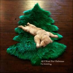 Faux Fur Christmas Tree Skirt - Shag Accent Rug, Log Cabin Decor