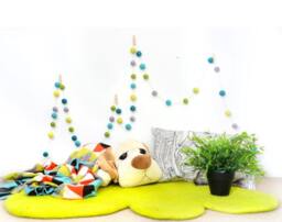 Blue Felt Ball Garland. Party Decor. 35 Balls 2 Metres. Wedding Decorations. Boys. Kids Room Home - thumbnail 3