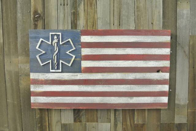 Emt Usa Hybrid Wood Flag 3D Wall Hanging - image 1