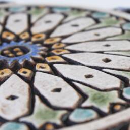 Handmade Moroccan Ceramic Tile Matt Blue Mosaic Wall Art - 20cm/7.9 - thumbnail 2