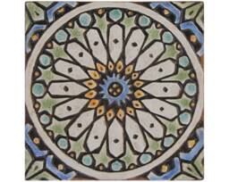 Handmade Moroccan Ceramic Tile Matt Blue Mosaic Wall Art - 20cm/7.9 - thumbnail 1