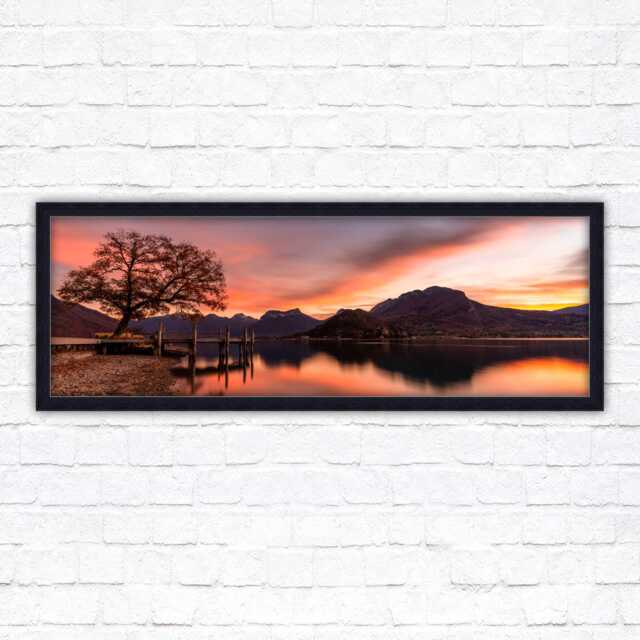 Sunset Lake Panoramic Framed Print Serene Waterscape Wall Art - image 1