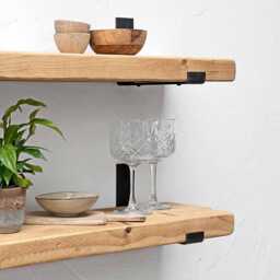 Rustic Wooden Shelf - Handmade Solid Wall Shelves - Bathroom, Kitchen Or Living Room Storage - thumbnail 1