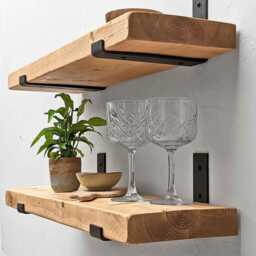 Rustic Wooden Shelf - Handmade Solid Wall Shelves - Bathroom, Kitchen Or Living Room Storage - thumbnail 3
