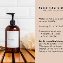 Amber Plastic Shampoo & Conditioner Bottles, Custom Labels, Minimalist, Refillable 500Ml, Soap Dispenser, Shower Dispenser Set - thumbnail 3