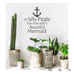 Pirate Mermaid Wall Decal Nautical Anchor Vinyl Lettering - thumbnail 1