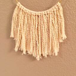 Mid Century Modern Dreamcatcher - Gold Hoop, Cotton Tassel Wall Decor - thumbnail 3