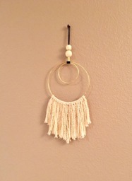 Mid Century Modern Dreamcatcher - Gold Hoop, Cotton Tassel Wall Decor