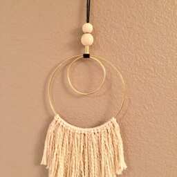 Mid Century Modern Dreamcatcher - Gold Hoop, Cotton Tassel Wall Decor - thumbnail 2