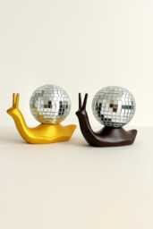 Disco Ball Snail Figurine Retro 70S Home Decor