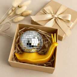 Disco Ball Snail Figurine Retro 70S Home Decor - thumbnail 4