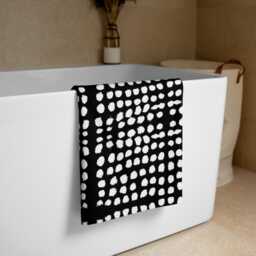 Black & White Dots Beach Towel - Modern Absorbent Spa - 30x60