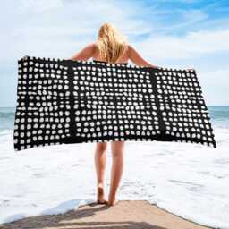 Black & White Dots Beach Towel - Modern Absorbent Spa - 30x60 - thumbnail 2