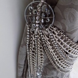 Set Of 2 Luxury Silver & Swarovski Drops Curtain Holders, Chains Bohemian Crystals Decorative Holders - thumbnail 3
