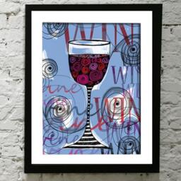 Wine Print, Glass Art, Red Wine, Print For Lover, Merlot Cabernet Kitchen I Love - thumbnail 3