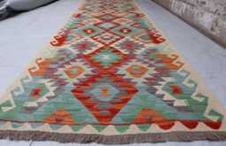3x10 Ft Stunning Afghan Runner Rug, Handmade Kilim Maimana Chubi Flatweave Oriental Hallway Carpet - thumbnail 1