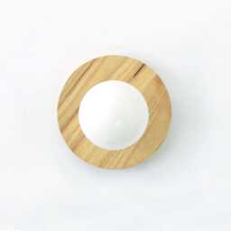 Ash Wood & Opal Glass Globe Sconce Wooden Flush Mount Wall Light Fixture Foyer Lighting Bathroom Kitchen - thumbnail 3