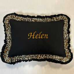 Personalised Leopard Frilled Pillow Unique Print Cushion + Double Ruffle Scatter Decorative Plush Throw Reversible Animal - thumbnail 2