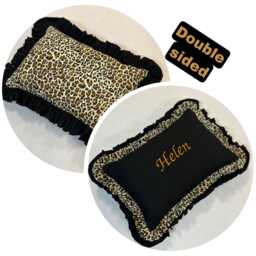 Personalised Leopard Frilled Pillow Unique Print Cushion + Double Ruffle Scatter Decorative Plush Throw Reversible Animal - thumbnail 1