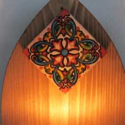 Reclaimed Wood Wall Sconces With Handmade Mexican Tile - Set Of 2 - thumbnail 3