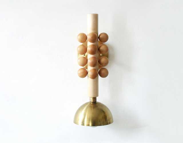 Eclectic Maple & Brass Wall Sconce Light Vanity Bedside Lamp Restaurant Bohemian Unique Fixture - image 1