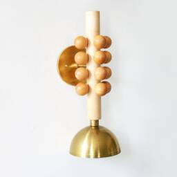Eclectic Maple & Brass Wall Sconce Light Vanity Bedside Lamp Restaurant Bohemian Unique Fixture - thumbnail 4