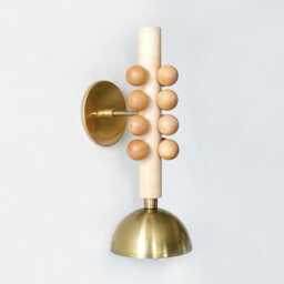 Eclectic Maple & Brass Wall Sconce Light Vanity Bedside Lamp Restaurant Bohemian Unique Fixture - thumbnail 2