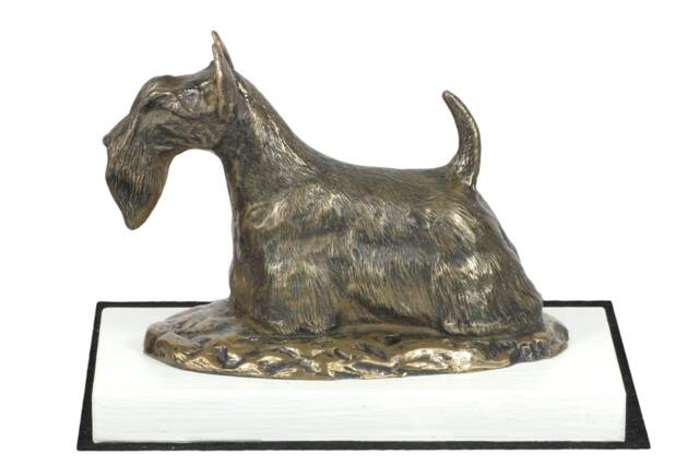 Scottish Terrier, Dog On White Wooden Base Statue, Limited Edition, Artdog - image 1