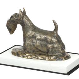 Scottish Terrier, Dog On White Wooden Base Statue, Limited Edition, Artdog - thumbnail 2