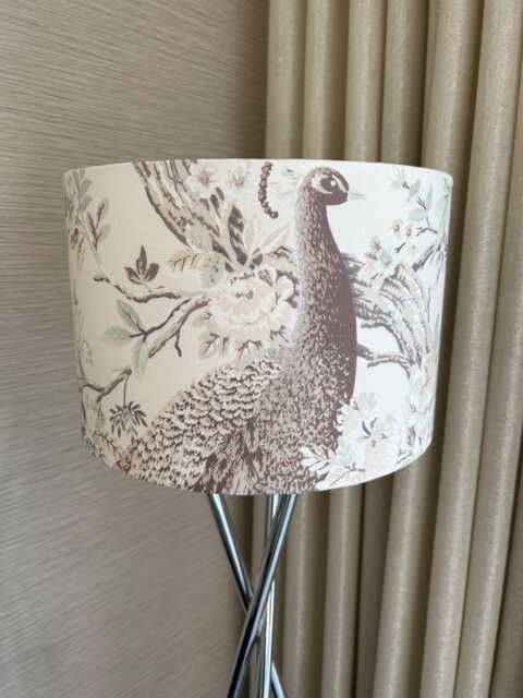 Handmade Lampshade in Laura Ashley Belvedere Soft Truffle Peacock Fabric, Various Sizes Available, Ceiling Or Table/Floor Lamp Options - image 1