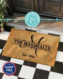 Custom Monogram Initial Personalized Doormat - Coir Welcome Mat Family Last Name Housewarming/Closing/Wedding Gift - thumbnail 1