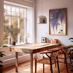 Wisteria Poster Japanese Floral Wall Art - Peaceful Nature Print With Child, Butterfly & Birds For Zen Home Decor Unframed - thumbnail 2
