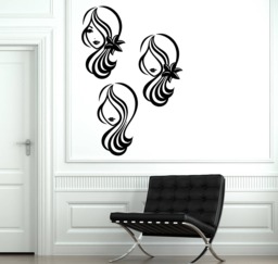 Wall Vinyl Decal Sticker Silhouette Beautiful Woman's Head Makeup Hairstyle Beauty Salon Decor - 2422Dn - thumbnail 1