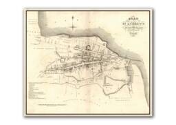 Old Map Of St. Andrews - Ancient Scottish Fine Art Print Antique Town Survey By John Wood, St University, From 1820 - thumbnail 1