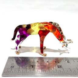 Giraffe Stoop Miniature Figurines Animals Hand Painted Blown Glass Art 22K Gold Trim Collectible Gift Decorate, Multi-Orange - thumbnail 2