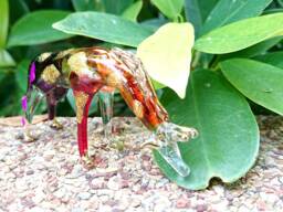 Giraffe Stoop Miniature Figurines Animals Hand Painted Blown Glass Art 22K Gold Trim Collectible Gift Decorate, Multi-Orange - thumbnail 1