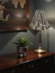 Pleated Lynx Animal Print Tapered Drum Lampshade, British Made Ruffled Fabric Shade