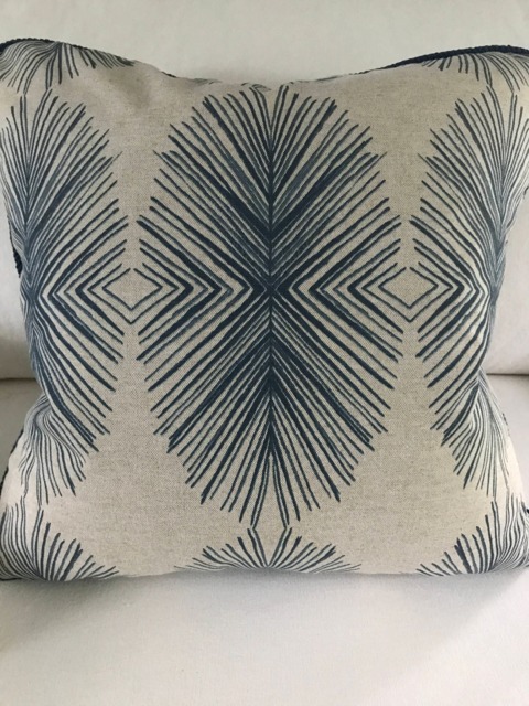 Accent Pillow Cover, Tulum Pattern, Indigo Color Way, 22x22, Rope Welting, Lapped Zip, Insert Not Included, Shipping Included - image 1