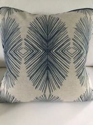 Accent Pillow Cover, Tulum Pattern, Indigo Color Way, 22x22, Rope Welting, Lapped Zip, Insert Not Included, Shipping Included - thumbnail 1
