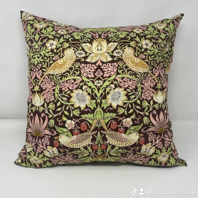 strawberry Thief Cushion in A William Morris Design - Chocolate - image 1