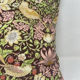 strawberry Thief Cushion in A William Morris Design - Chocolate - thumbnail 2