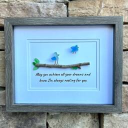 "Sea Glass Birds Art, Inspirational Gift ""Achieve Your Dreams" - thumbnail 2
